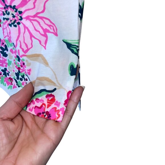 Lilly Pulitzer Meredith Womens Size Small Floral Tee Cotton Pullover V-neck New - Picture 8 of 11